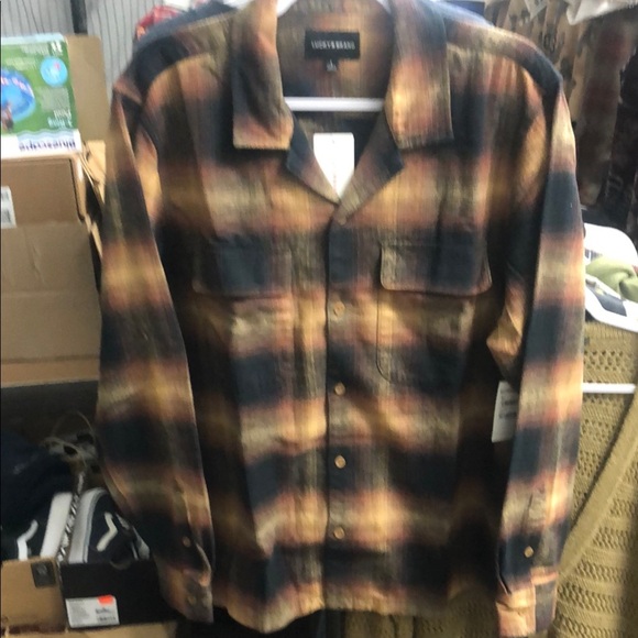 Lucky Brand Plaid Shirt Jacket - Black and Tan - Picture 1 of 6
